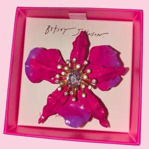 BETSEY JOHNSON Vibrant Pink & Purple Ombré Delicate Rare Orchid Ring NEW NWT
